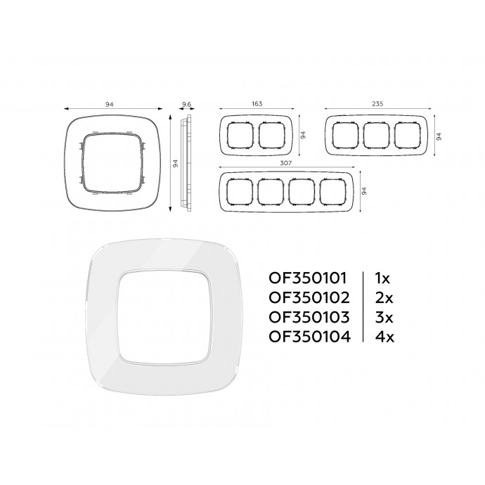 OF350104 Рамка OMEGA Radian (Белый Стекло закаленное натуральное) 4-ая