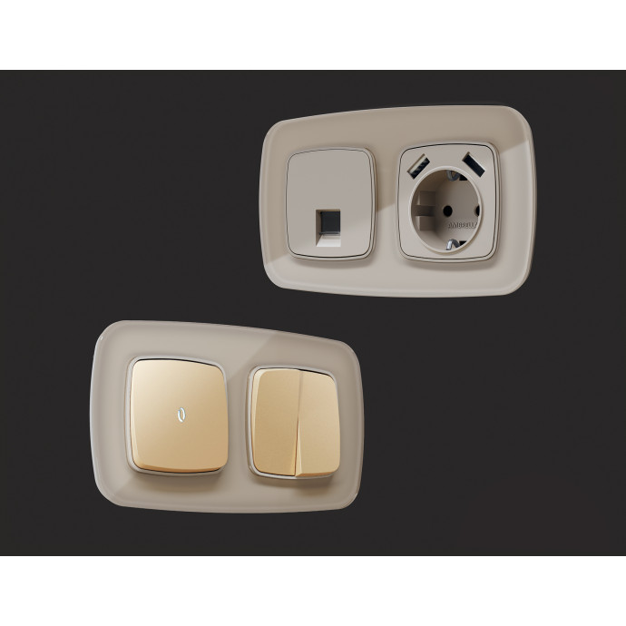 OF350601 Рамка OMEGA Radian (Серо-бежевый Стекло закаленное натуральное) 1-ая