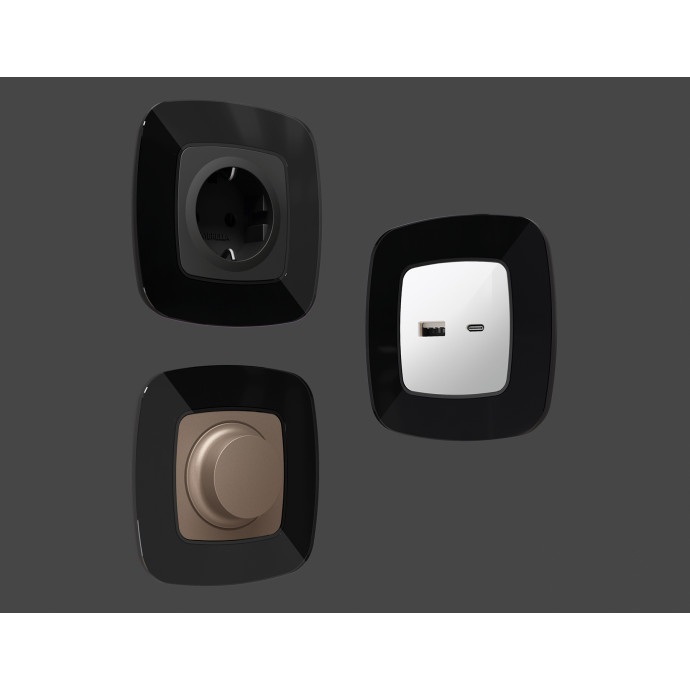 OF350801 Рамка OMEGA Radian (Черный Стекло закаленное натуральное) 1-ая