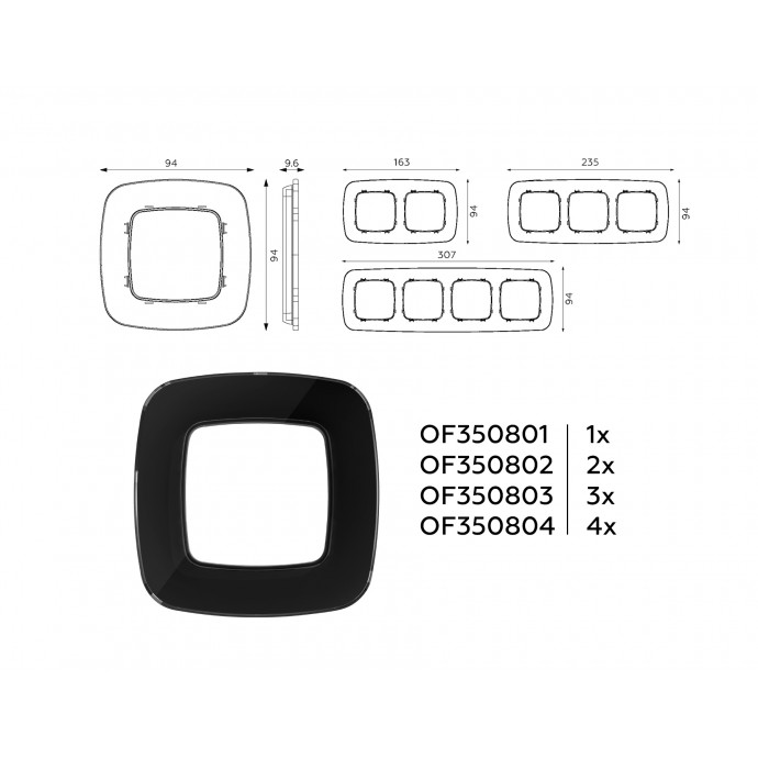 OF350801 Рамка OMEGA Radian (Черный Стекло закаленное натуральное) 1-ая