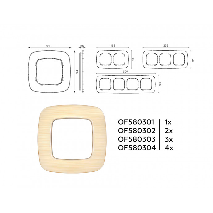 OF580303 Рамка OMEGA Radian (Шампань Металл шлифованный) 3-ая