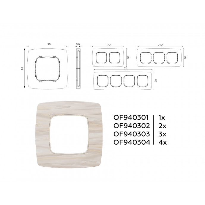 OF940302 Рамка OMEGA Opera (Бежевый мрамор) 2-ая