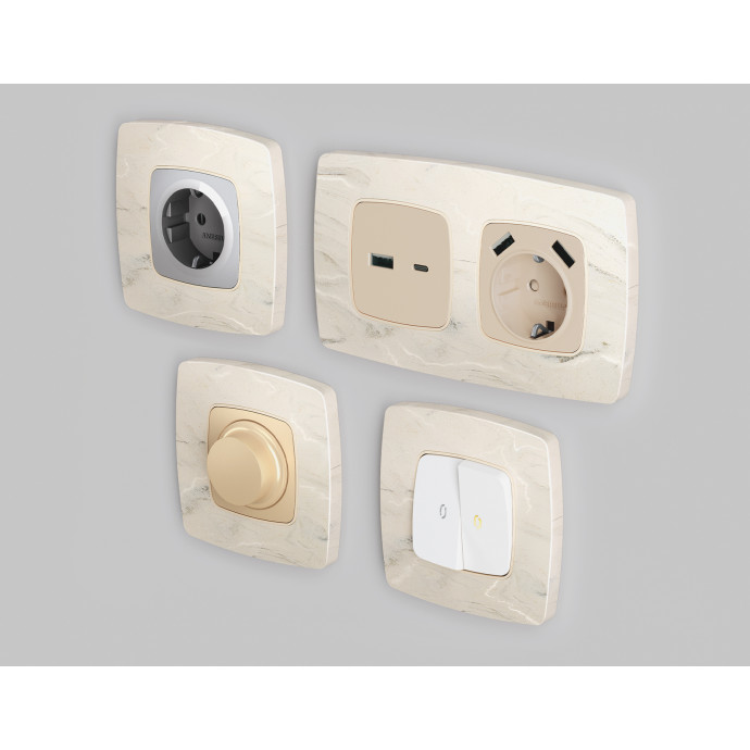 OF940601 Рамка OMEGA Opera (Серо-бежевый мрамор) 1-ая