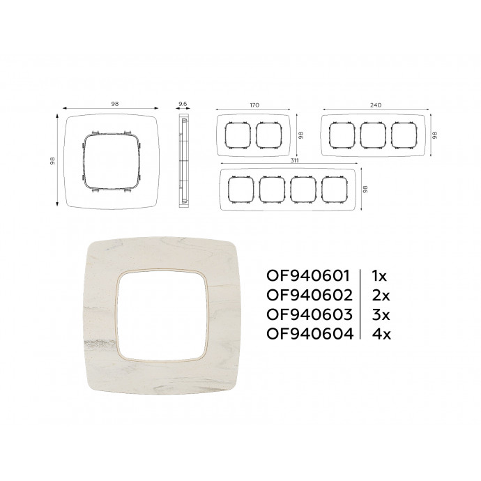 OF940602 Рамка OMEGA Opera (Серо-бежевый мрамор) 2-ая