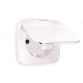 OP2080 Лицевая панель OMEGA (Жемчуг) для электрической розетки с/з со шторками и крышкой IP44 QUANT 