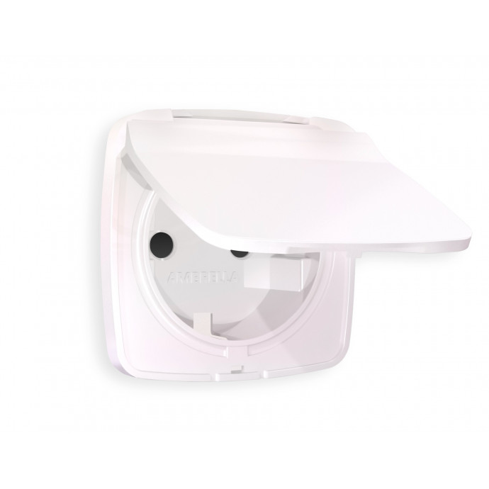 OP2080 Лицевая панель OMEGA (Жемчуг) для электрической розетки с/з со шторками и крышкой IP44 QUANT 