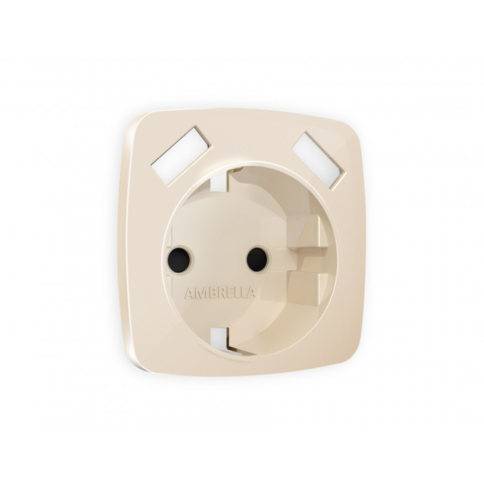 OP3090 Лицевая панель OMEGA (Бежевый глянец) для электрической розетки с/з со шторками 2USB A+A QUANT