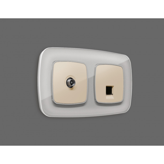 OP3130 Лицевая панель OMEGA (Бежевый глянец) для TV розетки QUANT