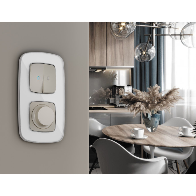 OP3640 Лицевая панель OMEGA (Серо-бежевый матовый) для 2-кл выключателей с подсветкой QUANT