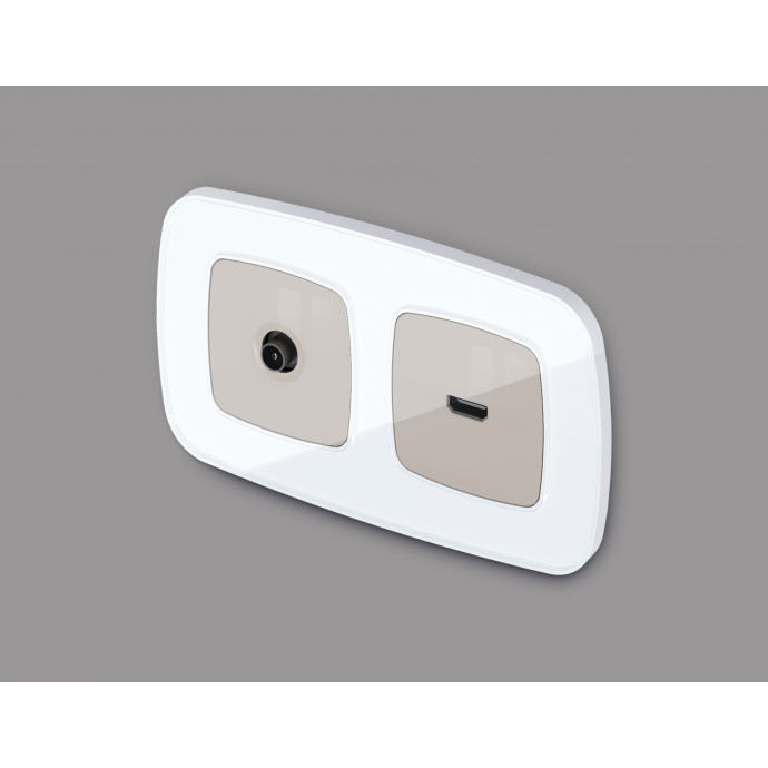 OP3740 Лицевая панель OMEGA (Серо-бежевый матовый) для HDMI розетки QUANT