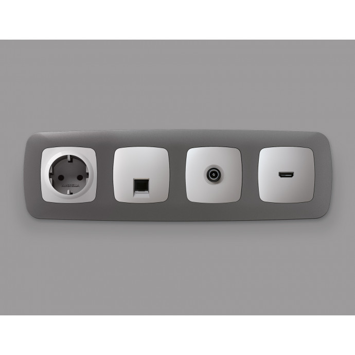 OP4120 Лицевая панель OMEGA (Серебро глянец) для компьютерной/телефонной розетки RJ-45/RJ-11 QUANT