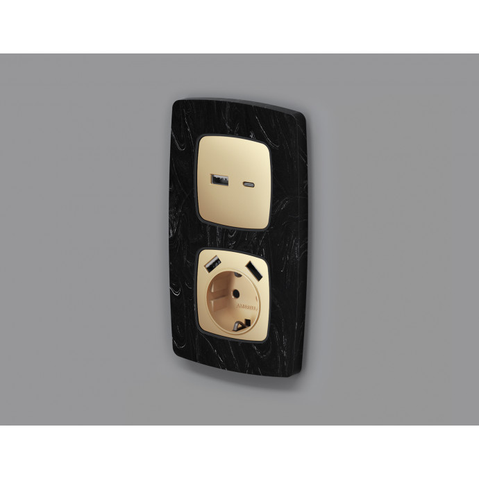 OP6110 Лицевая панель OMEGA (Шампань) для розетки 2USB тип A+C QUANT