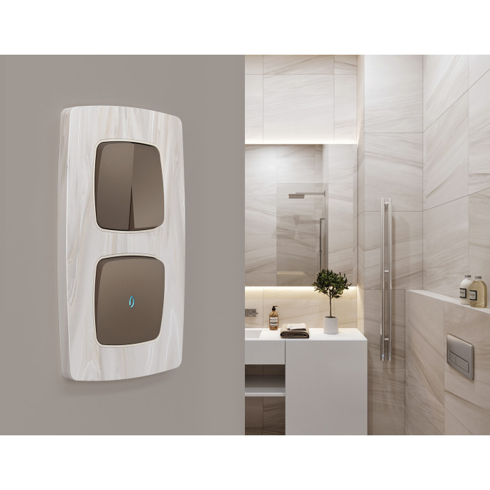 OP6320 Лицевая панель OMEGA (Темная бронза матовый) для 1-кл выключателей с подсветкой QUANT