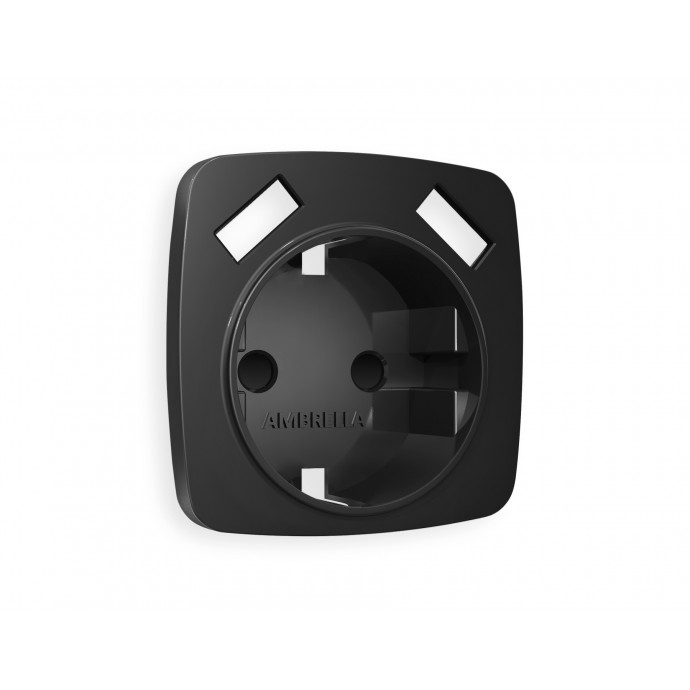 OP8090 Лицевая панель OMEGA (Черный матовый) для электрической розетки с/з со шторками 2USB A+A QUANT