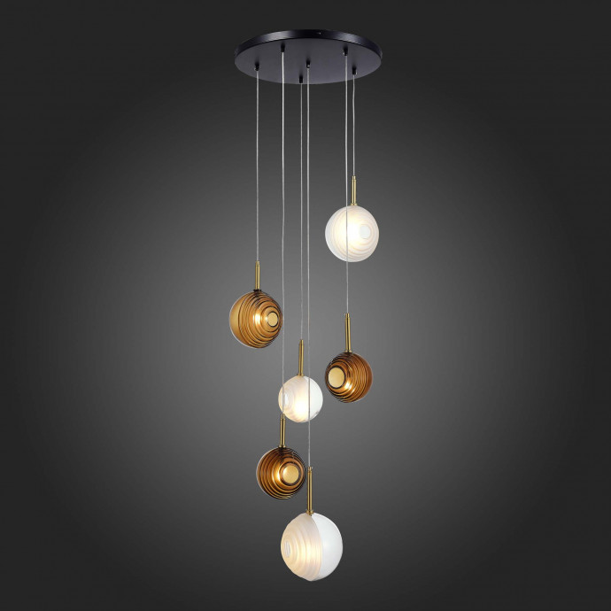 SL1183.543.06 Светильник подвесной ST-Luce Латунь/Черный, Белый G4 6*5W FOLIGNO