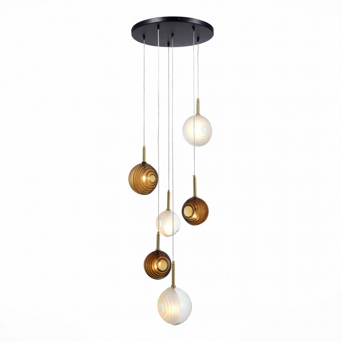 SL1183.543.06 Светильник подвесной ST-Luce Латунь/Черный, Белый G4 6*5W FOLIGNO