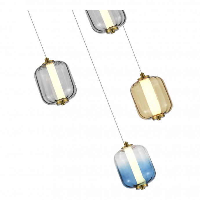 SL1193.303.05 Светильник подвесной ST-Luce Латунь/Янтарный,Дымчатый,Голубой LED 5*10W 3000K SUMMER