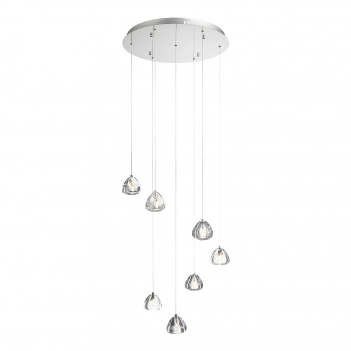 SL6017.101.07 Светильник подвесной ST-Luce Хром/Прозрачный с пузырьками воздуха LED 7*3W 3000K WATERFALL