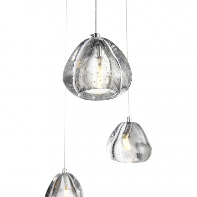 SL6017.101.07 Светильник подвесной ST-Luce Хром/Прозрачный с пузырьками воздуха LED 7*3W 3000K WATERFALL