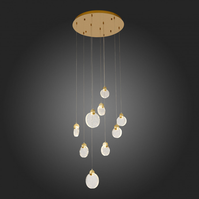SL6104.203.09 Светильник подвесной ST-Luce Золотистый/Прозрачный,С пузырьками воздуха LED 9*3W 3000K MONTECELIO