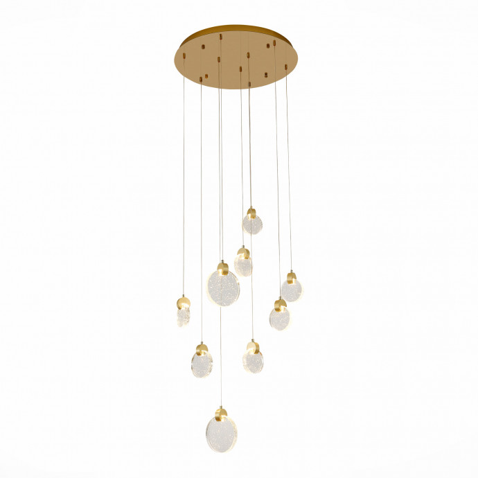 SL6104.203.09 Светильник подвесной ST-Luce Золотистый/Прозрачный,С пузырьками воздуха LED 9*3W 3000K MONTECELIO
