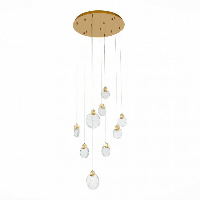 SL6104.203.09 Светильник подвесной ST-Luce Золотистый/Прозрачный,С пузырьками воздуха LED 9*3W 3000K MONTECELIO