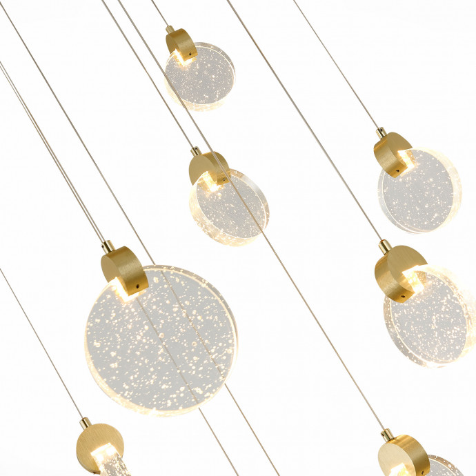 SL6104.203.09 Светильник подвесной ST-Luce Золотистый/Прозрачный,С пузырьками воздуха LED 9*3W 3000K MONTECELIO