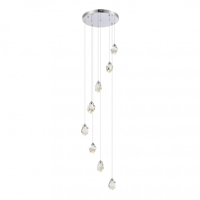 SL6114.103.08 Светильник подвесной ST-Luce Хром/Прозрачный LED 8*3W 3000K CASCATO