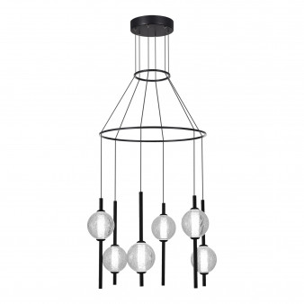 SL6120.403.06 Светильник подвесной ST-Luce Черный/Прозрачное кракелированное стекло LED 6*8,5W 3000K PEEK
