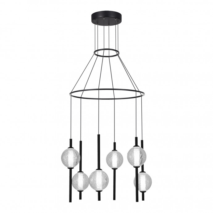 SL6120.403.06 Светильник подвесной ST-Luce Черный/Прозрачное кракелированное стекло LED 6*8,5W 3000K PEEK