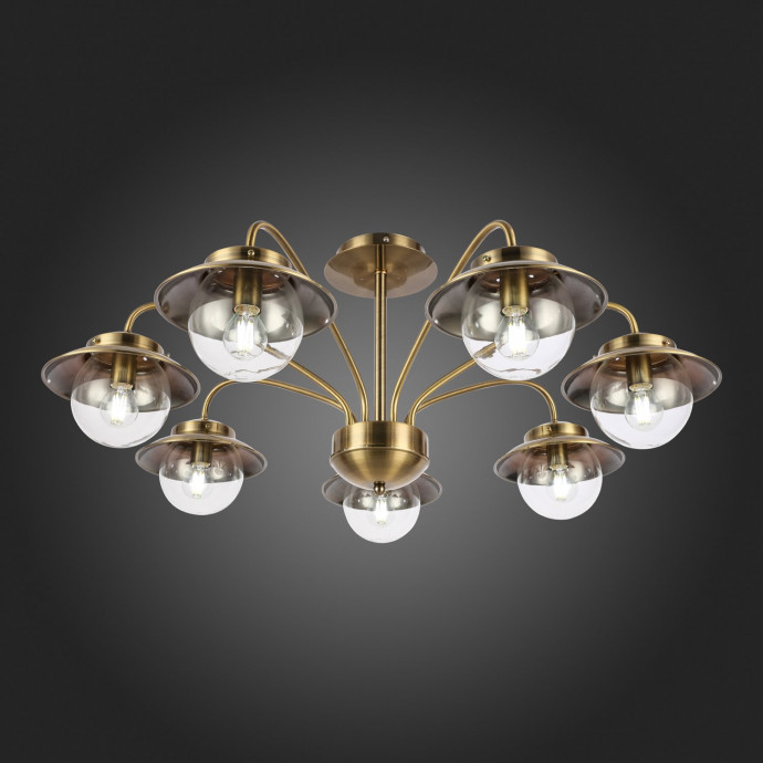 SLE110102-07 Светильник потолочный Античная бронза/Прозрачный E14 7*40W GARONNI