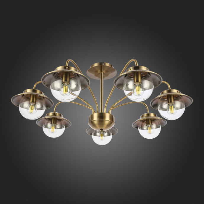 SLE110102-07 Светильник потолочный Античная бронза/Прозрачный E14 7*40W GARONNI