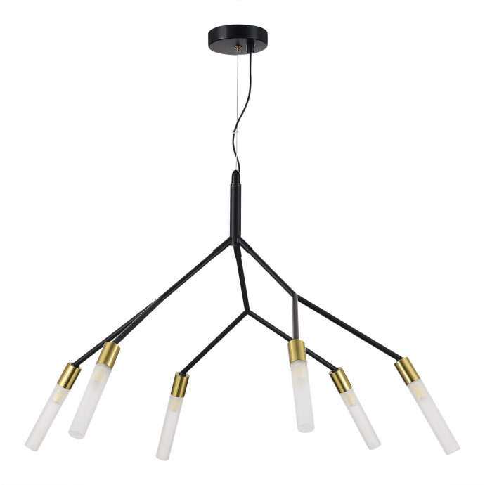 SLE1129-403-06 Светильник подвесной Черный, латунь/Белый G9 6*5W KAITO