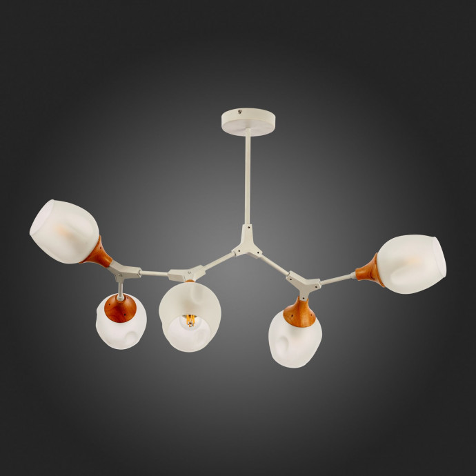 SLE113502-05 Светильник потолочный Белый, Светлое дерево/Белый E27 5*60W CIOTOLLA