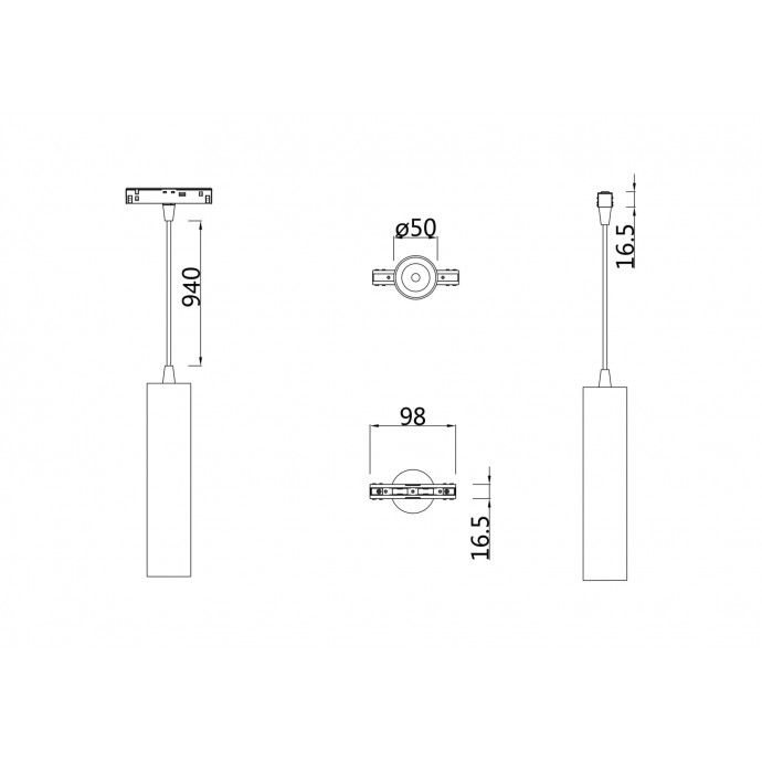 Трековый подвесной светильник Technical TR016-2-12W4K-W