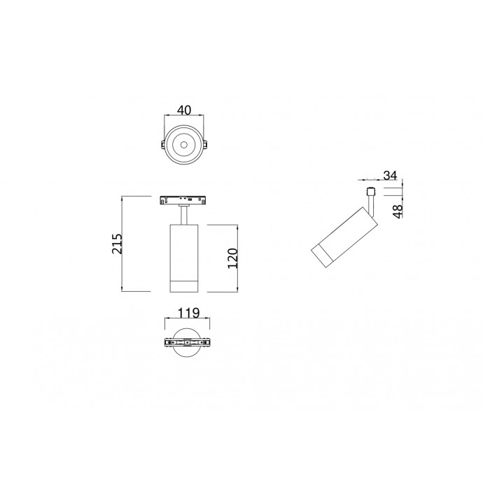 Трековый светильник Technical TR019-2-7W3K-MG