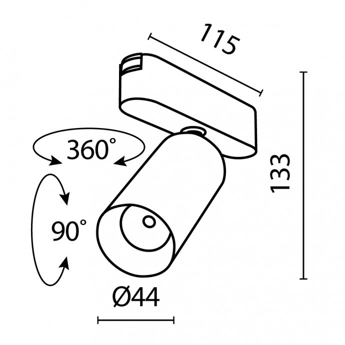 Трековый светильник Technical TR103-1-12W4K-M-B