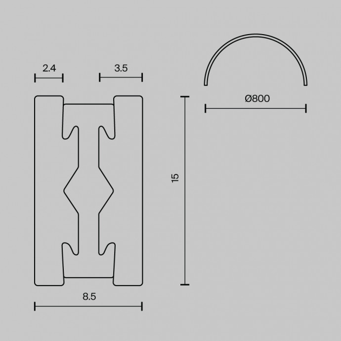 Шинопровод накладной/подвесной Technical TRX154-SR-D800-B