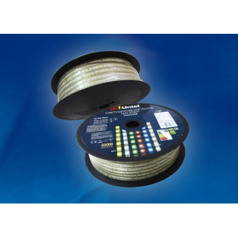 ULS-2835-60LED/m-10mm-IP67-220V-8W/m-50M-YELLOW Светодиодная гибкая герметичная лента. Бобина 50 м. Желтый свет. TM Uniel.