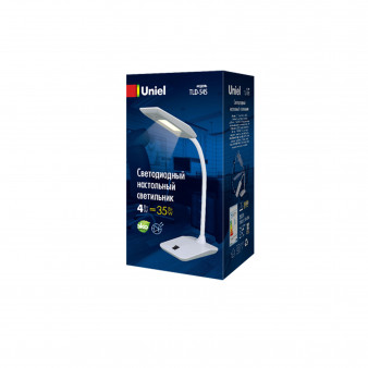 TLD-545 Black-White/LED/350Lm/3500K Светильник настольный, 4W. Механический выключатель. Черный с белым. ТМ Uniel