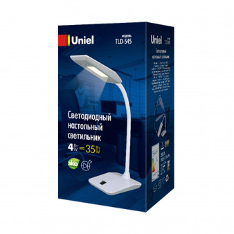 TLD-545 Grey-White/LED/350Lm/3500K Светильник настольный, 4W. Механический выключатель. Серый с белым. ТМ Uniel
