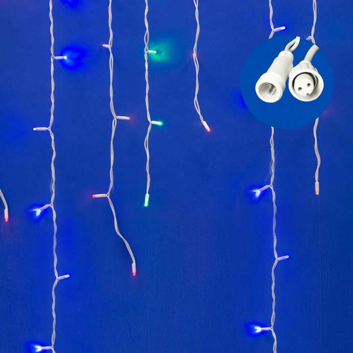 ULD-B3010-200/SWK MULTI IP67 Бахрома светодиодная со статическим свечением, 3м. Соединяемая. 200 светодиодов. Разноцветный свет. Провод белый. TM Uniel.