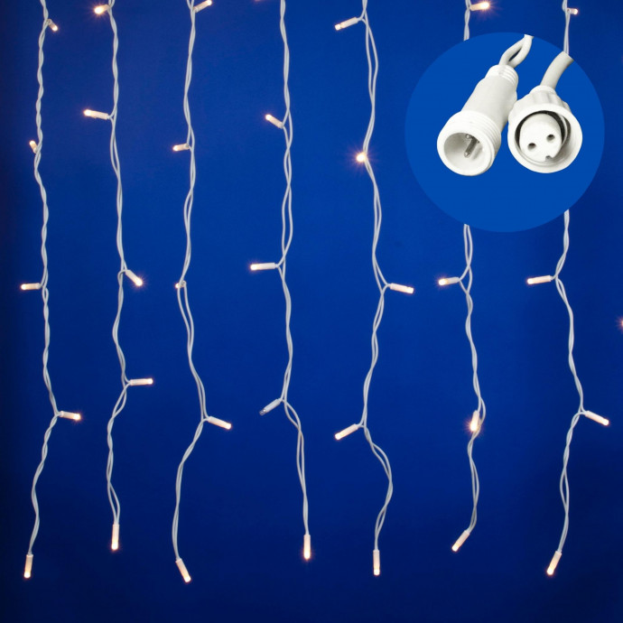 ULD-C2030-240/TWK WARM WHITE IP67 Занавес светодиодный с эффектом мерцания, 3х2м. Соединяемый. 240 светодиодов. Теплый белый свет. Провод белый. TM Uniel.