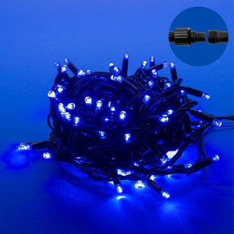 ULD-S1000-120/TBK BLUE IP67 Гирлянда светодиодная с эффектом мерцания, 10м. Соединяемая. 120 светодиодов. Синий свет. Провод черный. TM Uniel.