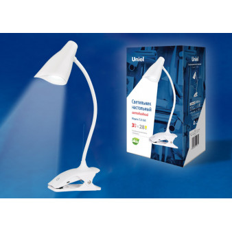 TLD-560 White/LED/280Lm/5000K/Dimmer Светильник настольный «прищепка», 3W. Сенсорный выключатель. Белый. ТМ Uniel
