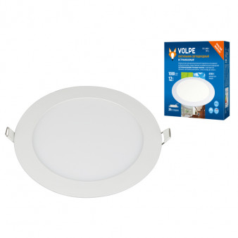 ULM-Q236 12W/6500K WHITE Светильник светодиодный встраиваемый. Дневной свет (6500К). Корпус белый. ТМ Volpe.