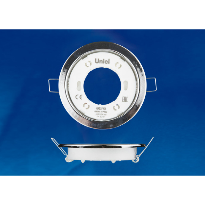 GX53/H2 CHROME 10 PROM Светильник ультратонкий встраиваемый. В составе набора из 10шт. Корпус хром. Картон. TM Uniel.