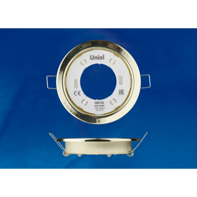 GX53/H2 GOLD 10 PROM Светильник ультратонкий встраиваемый. В составе набора из 10шт. Корпус золото. Картон. TM Uniel.