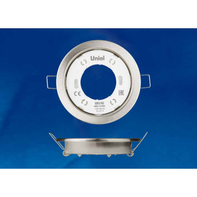 GX53/H2 NICKEL 10 PROM Светильник ультратонкий встраиваемый. В составе набора из 10шт. Корпус никель. Картон. TM Uniel.
