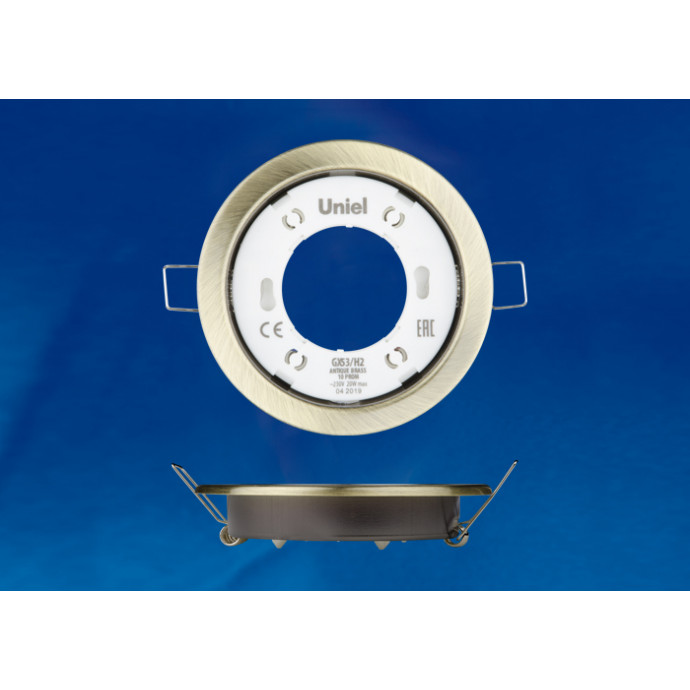 GX53/H2 ANTIQUE BRASS 10 PROM Светильник ультратонкий встраиваемый. В составе набора из 10шт. Корпус античная бронза. Картон. TM Uniel.